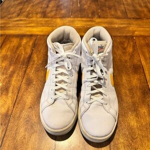 Nike White and Yellow High-Top Court Royale